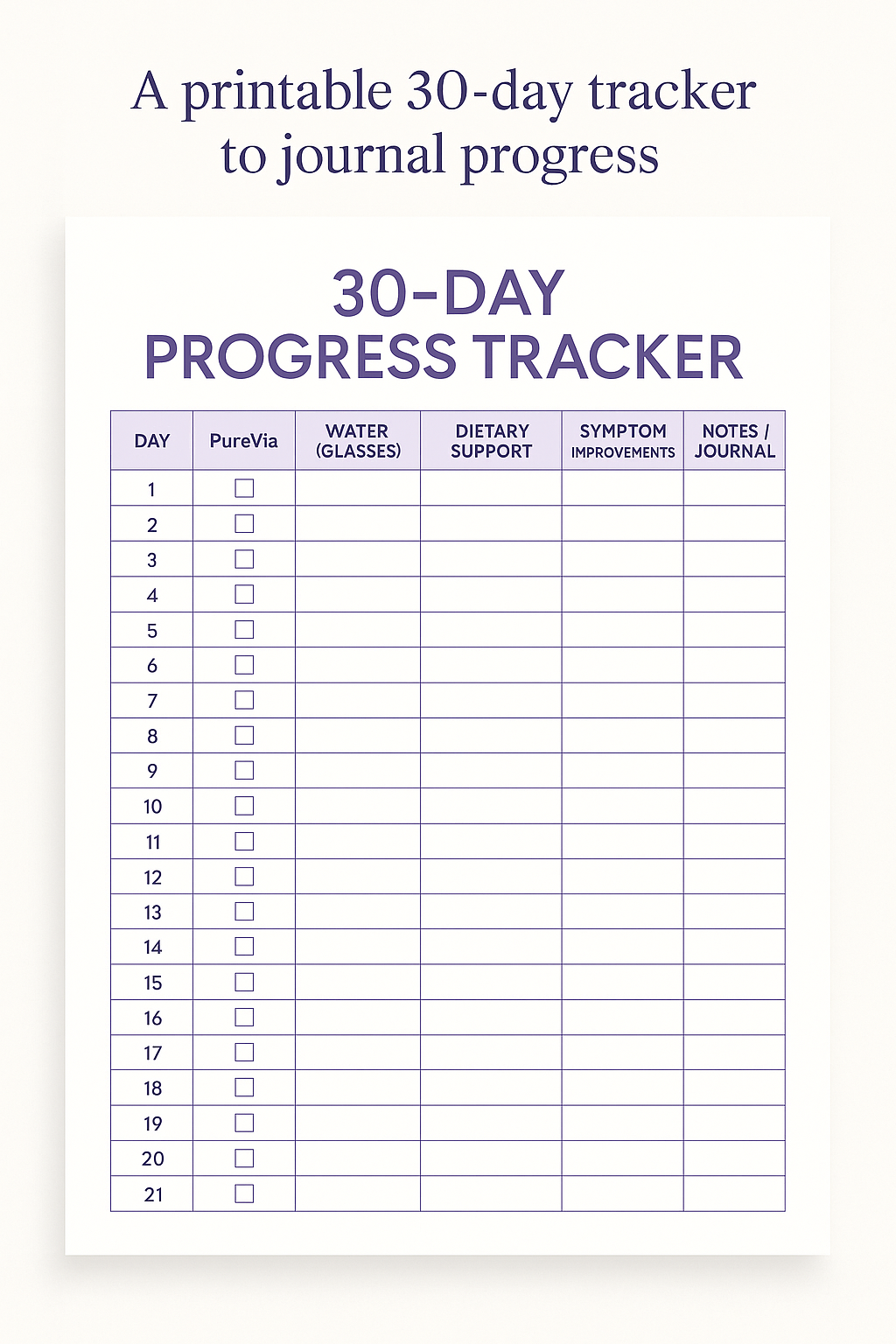 30 Day Progress Tracker